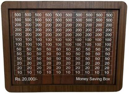 BIndian Wooden Money Saving Box | Coin box for saving Coin Bank 20,000 (Brown) Coin Bank