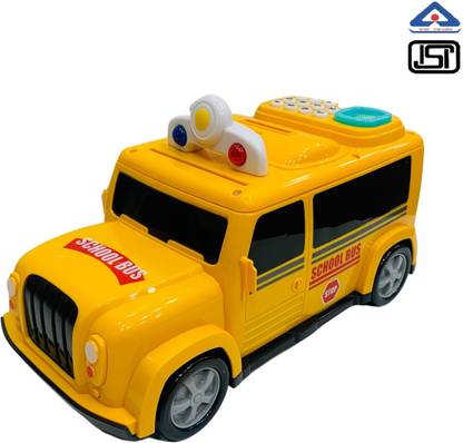 TOY KINGDOM School Bus Fingerprint Money Saving Coin Bank with Song & Password Lock for Kids Coin Bank