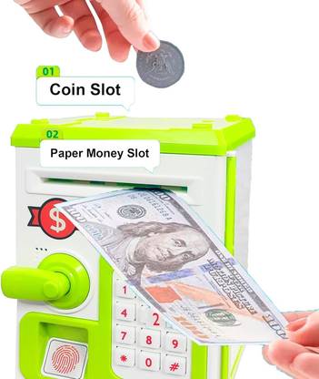 RG TRADERS Piggy Bank Safe Box Money Coin ATM Kids Coin Bank