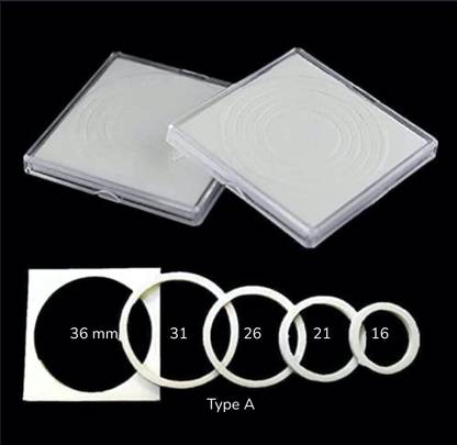 NUMISMATE Square Coin Capsules with Adjustable Cushion size A (16/21/26/31/36mm) Coin Bank