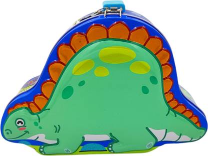 poksi DINOSAUR METAL COIN BANK PIGGY BANK FOR KIDS WITH LOCK AND KEY -C Coin Bank