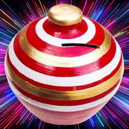 simariya Piggy Bank/Coin Bank /Mitti ki Gullak - 5 inch Height (Pack of 1) CB-2180 Coin Bank