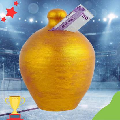 Nanhi Mohan Coin Bank/Piggy Bank/Clay Gullak/Money Bank Pack of 1 Gold Gullak - 251 Coin Bank
