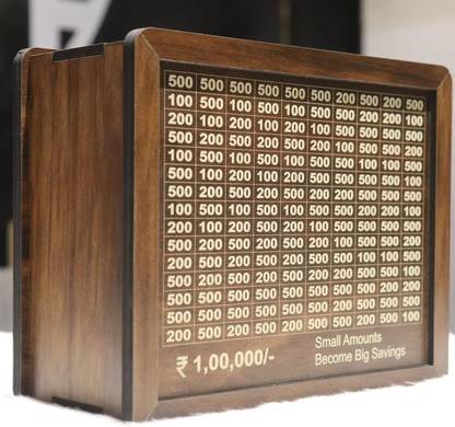 SNDArt Wooden Money Saving Box | Counting target money box | Coin box for saving Coin Bank