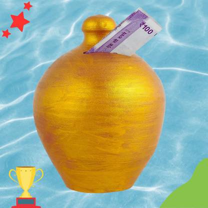 simariya Coin Bank/Piggy Bank/Clay Gullak/Money Bank Pack of 1 Gold Gullak - 334 Coin Bank