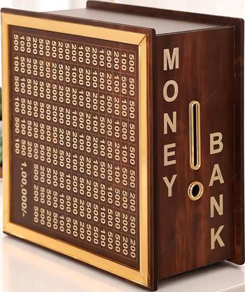 Drova Wooden Money/Piggy Bank Box for Kids, Savings Box (1,00,000) Coin Bank Coin Bank