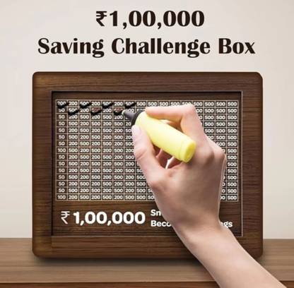 ASM Creation Wooden money Saving Box,Cash Saver Money Box with Counting Target,Piggy Bank Coin Bank