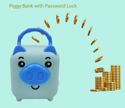 poksi Pig Shape Piggy bank with Lock and Key |Money banks for Kids| Gullaq Coin Bank