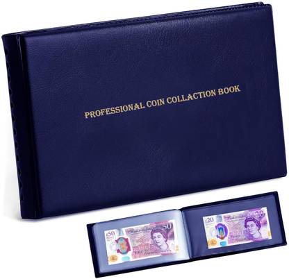 ComfyStyle 40 Pockets Note Currency Collecting Album-20 Sheets Clear Dollar/Note Book Album Coin Bank