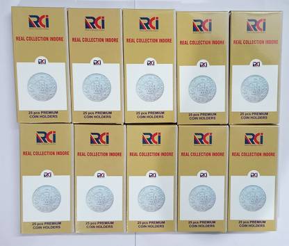 rci Coin Collecting Holders - 10 Packets -250 PCS , Each Pack 25 PCS - Sizes 0 to 9 Coin Bank
