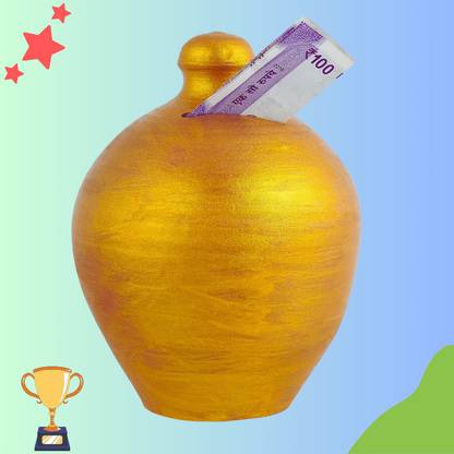 simariya Coin Bank/Piggy Bank/Clay Gullak/Money Bank Pack of 1 Gold Gullak - 20 Coin Bank