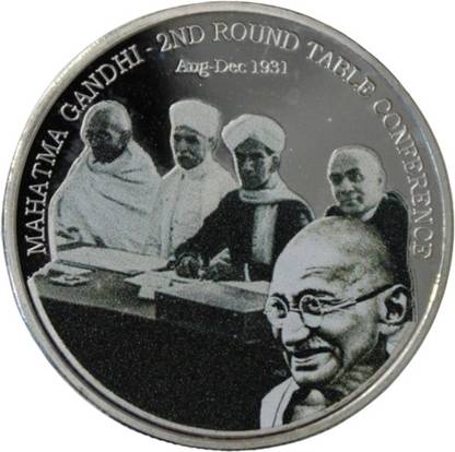 newway (1931) Mahatma Gandhi - 2nd Round Table Conference Silverplated Collectible Coin Medieval Coin Collection