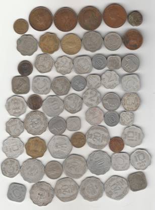 Sansuka 60 different Mughal Indian British Edward Victoria George Kings old coins Modern Coin Collection