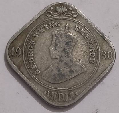 ANTIQUEWAY MOST RARE 2 ANNAS 1930 GEORGE V BRITISH INDIA COIN Medieval Coin Collection