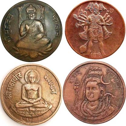 oldcoinwala Gautam Buddha Lord Panchmukhi Hanuman Mahavir Bhagwan Lord Shiv Shankar Ancient Coin Collection