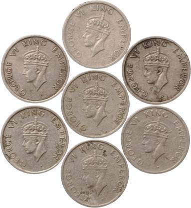 SHUBHCOINS Quarter Rupee Rare Tiger Set Key Date-1947, in circulated Condition for Students Medieval Coin Collection