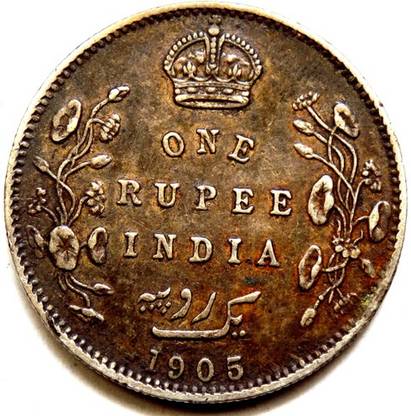 Hariom 1905 EDWARD VII KING & EMPEROR SILVER 1 RUPEE COIN WT. 11.66 GRAMS, DM. - 30.5 MM Ancient Coin Collection