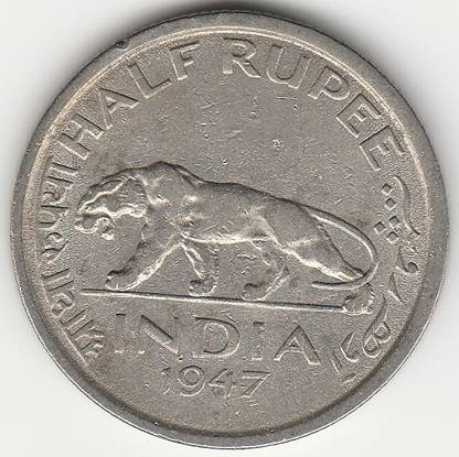 Sansuka British India George VI ½ Rupee 50 Paise Half Rupee 1946-1947 -5.83g - KM#553 Modern Coin Collection