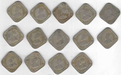 A1 International Rare British India George V 2 Annas 14 Different Year Coins Medieval Coin Collection