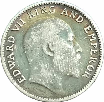 ANTIQUEWAY Extremely Rare Silver 1/4 Rupee 1910 Edward VII British India Medieval Coin Collection