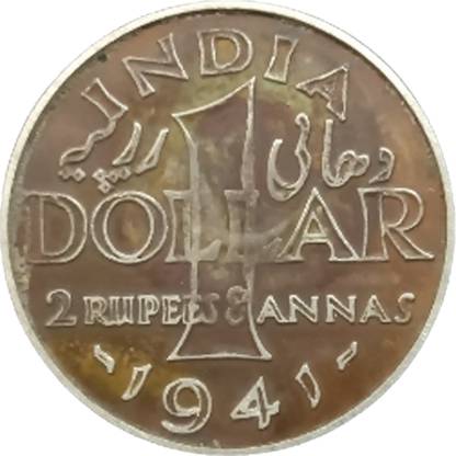 Sanjay Online Store INDIA 1 DOLLAR 2 RUPEES 8 ANNAS 1941 GEORGE VI SILVER Medieval Coin Collection