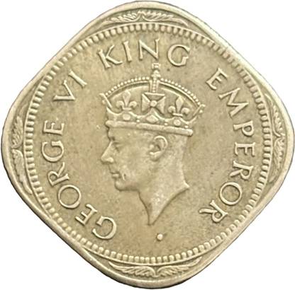 ANTIQUEWAY 2 Annas 1947 George VI Very Rare British India Medieval Coin Collection