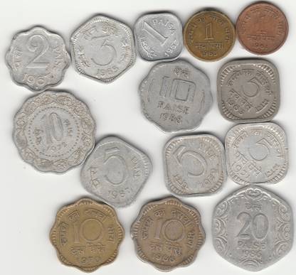 Sansuka 14 Different Demonetized Indian paisa Modern Coin Collection