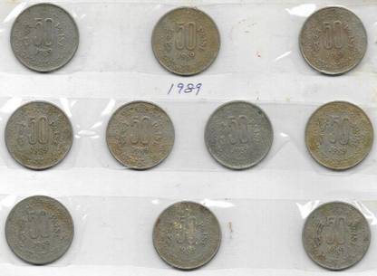 A1 International India 1989 50 Paise 10 Coins Lot Medieval Coin Collection