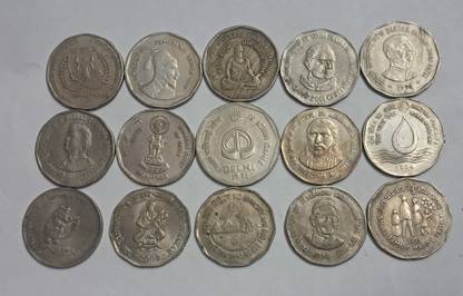 Numismatic 2 Rs. Commemorarative set of 15 Coins Modern Coin Collection