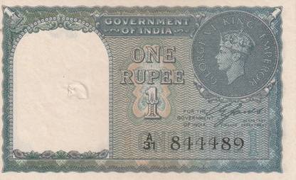 Numiscart UNC 1 Rupee 1940 Signed by C.E Jones, King George VI, British India Note Medieval Coin Collection