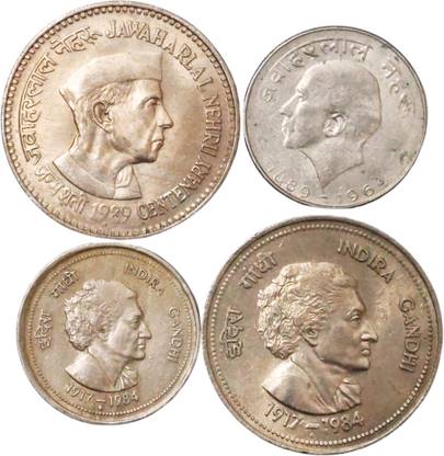SHUBHCOINS Nehru Indira Combo, Extra Fine Condition, Collectable Gift for Kids Medieval Coin Collection