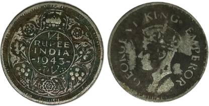 SmartCottage 1/4 Rupee India 1943 Old Coin Ancient Coin Collection