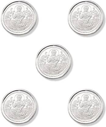LBV Lakshmi Ji 999 Purity Silver coin (1 gm X 5 Lakshmi coin) Modern Coin Collection