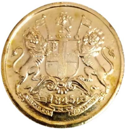 Hop n Shop 1845 British India Half Anna Gold Plated 1 Numismatic Coins Medieval Coin Collection