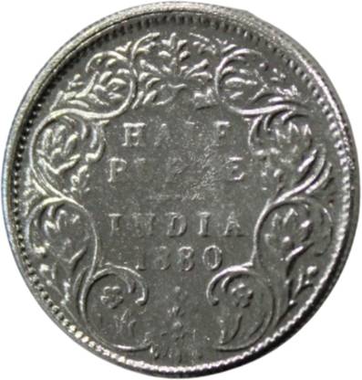 CoinView Half Rupee (1880)British India Collectible Silverplated Fancy Coin Ancient Coin Collection