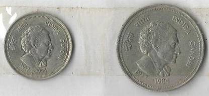 A1 International India 1985 Indira Gandhi 2 Different Coins Lot Medieval Coin Collection