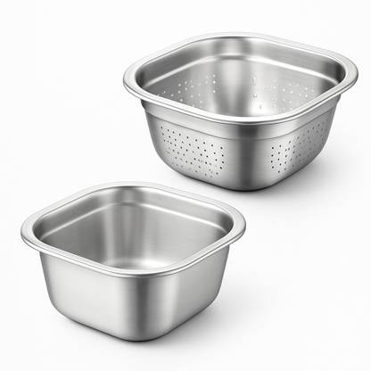 Kruvad Washing Basket Square Combo Collapsible Colander