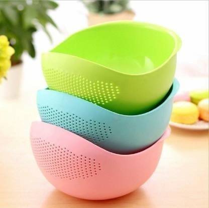 HALAR Plastic Multipurpose Rice Wash Bowl Colander | Water Strainer | Collapsible Colander