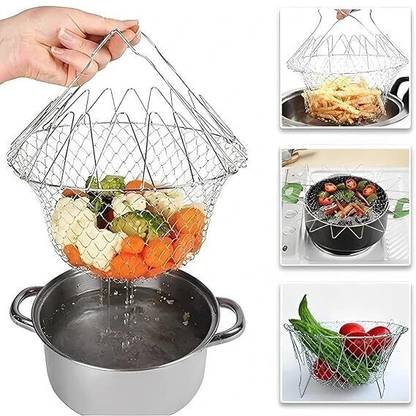wynyc 12 In 1 Chef Stainless Steel Cooking Net Basket For Deep Fry Collapsible Deep Frying Basket