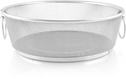 PRABHA Stainless Steel 28cm Fridge Basket Round, Basket with Handles Dishwasher Safe Colander