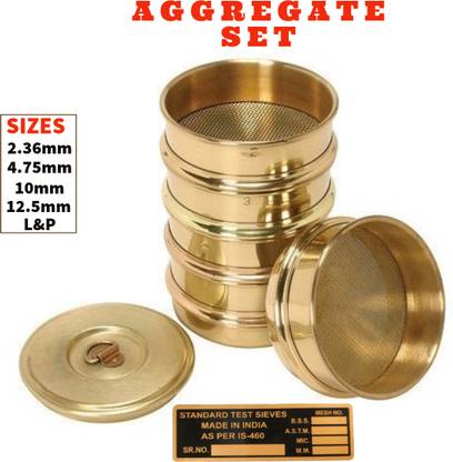 RkIndustries Brass Frame Test Sieve (Diameter 200mm) Stainless steel Mesh Aggregate Set. Sieve
