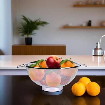 HOMESTIC Small Stainless Steel Colander Strainer Drainer with Handle (Silver) Strainer