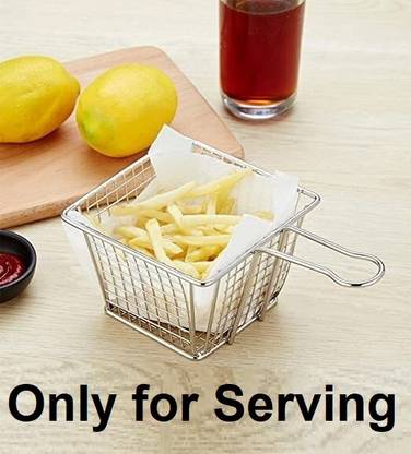 Matfa Potato Chips French Fries Rectangular Serving Basket Strainer (10 x 10 x 7 Cm) Colander