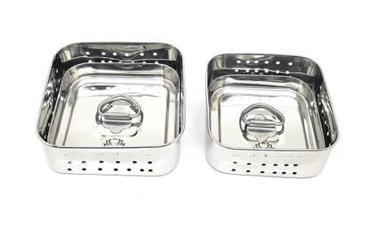 Nyra ® Stainless Steel Square Paneer Maker/Mould 2 Pcs Set(Small+Large) Top Press Lid Strainer