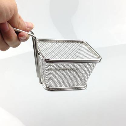 Evolife Stainless Steel Deep Frying Basket Heavy-Duty Wire Mesh Fry Basket for Kitchen Collapsible Deep Frying Basket