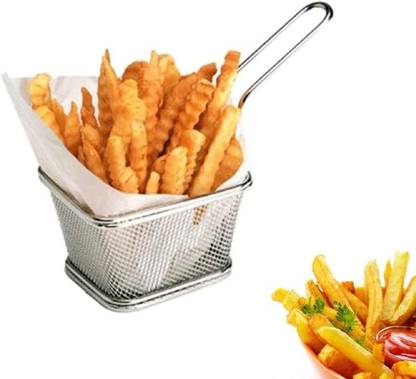 Eagean Stainless Steel Mini Fry Basket French Fries Holder, Fried Food Table Serving Deep Frying Basket