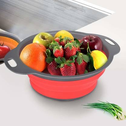 Connectwide Collapsible Colander Kitchen Strainer, Environmentally Friendly Non-Toxic Easy to Clean Silicone Space-Saving Foldable Filter Colander Collapsible Colander