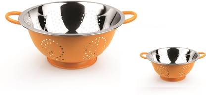 KARFE KARFE Stainless Steel 18CM & 24 cm Small Yellow Color Colander set of 2 Colander