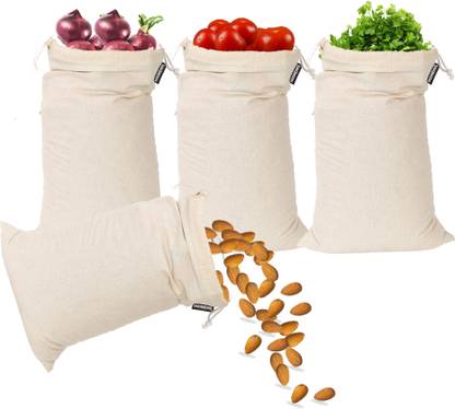 MAINDAIS Double Drawstring Muslin Cotton Bag | Storage Bag Multipurpose Use | Collapsible Strainer