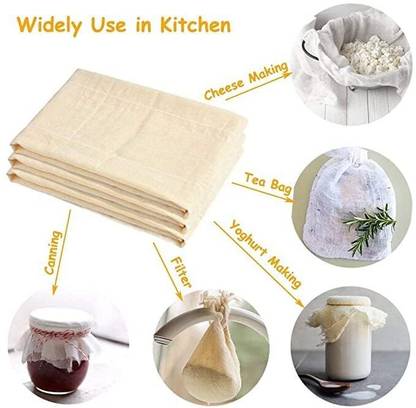 kemsar Cheese-Paneer Making cloth, 100 %Muslin cloth, 1 meter cloth, pack of 1 Strainer